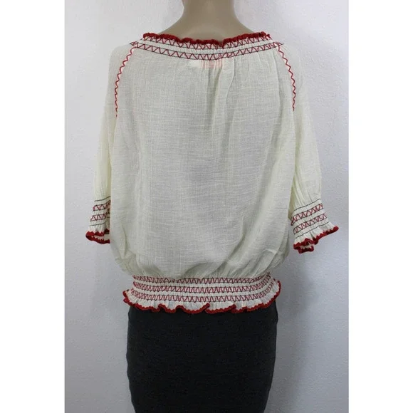 Tory Burch Womens M Off the Shoulder Floral Print Embroidered Tunic Top Blouse M - Picture 4 of 7